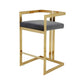 Zie 30 Inch Barstool Chair Gray Velvet Padded Seat Gold Steel Finish By Casagear Home BM313365