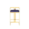 Zie 30 Inch Barstool Chair Navy Blue Velvet Padded Seat Gold Steel Finish By Casagear Home BM313367