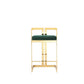 Zie 26 Inch Counter Stool Chair Green Velvet Padded Seat Gold Steel By Casagear Home BM313368