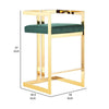 Zie 26 Inch Counter Stool Chair Green Velvet Padded Seat Gold Steel By Casagear Home BM313368