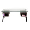 Tia 71 Inch Large Office Desk, Glass Tempered Top, 4 Drawers, Dark Brown By Casagear Home