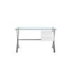 Tia 51 Inch Small Office Desk Glass Tempered Top 2 Drawers White Finish By Casagear Home BM313374