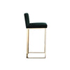 Boly 30 Inch Barstool Chair Cushioned Green Velvet Gold Cantilever Base By Casagear Home BM313376