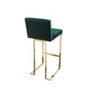 Boly 30 Inch Barstool Chair Cushioned Green Velvet Gold Cantilever Base By Casagear Home BM313376