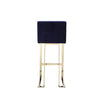 Boly 30 Inch Barstool Chair Cushioned Blue Velvet Gold Cantilever Base By Casagear Home BM313377