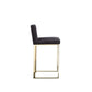 Boly 26 Inch Counter Stool Chair Cushioned Gray Velvet Gold Cantilever By Casagear Home BM313378