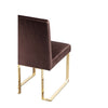 Boly 24 Inch Side Dining Chair Set of 2 Brown Velvet Gold Cantilever By Casagear Home BM313382