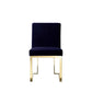 Boly 24 Inch Side Dining Chair Set of 2 Navy Blue Velvet Gold Cantilever By Casagear Home BM313387