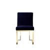 Boly 24 Inch Side Dining Chair Set of 2 Navy Blue Velvet Gold Cantilever By Casagear Home BM313387