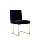 Boly 24 Inch Side Dining Chair Set of 2 Navy Blue Velvet Gold Cantilever By Casagear Home BM313387