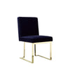 Boly 24 Inch Side Dining Chair Set of 2 Navy Blue Velvet Gold Cantilever By Casagear Home BM313387