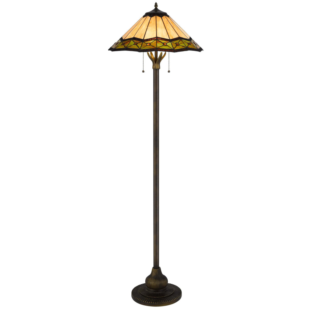 Dio 62 Inch Floor Lamp Colorful Tiffany Style Stained Glass Bronze Resin By Casagear Home BM313389