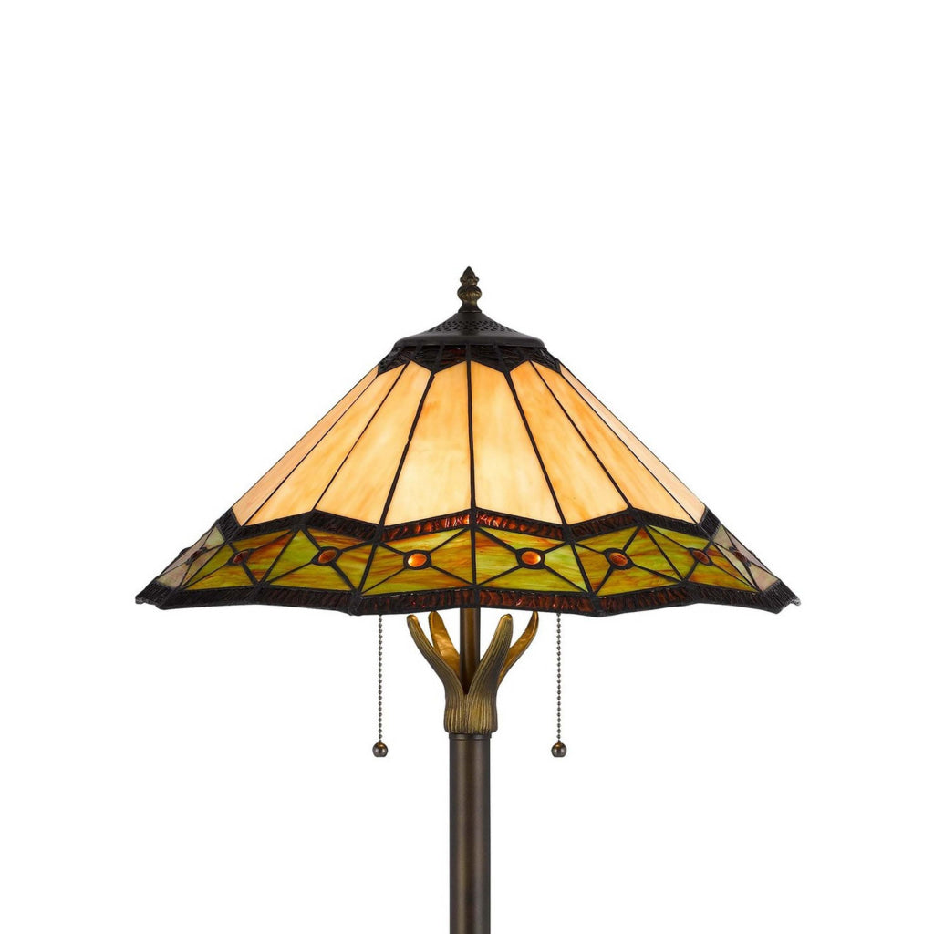 Dio 62 Inch Floor Lamp Colorful Tiffany Style Stained Glass Bronze Resin By Casagear Home BM313389