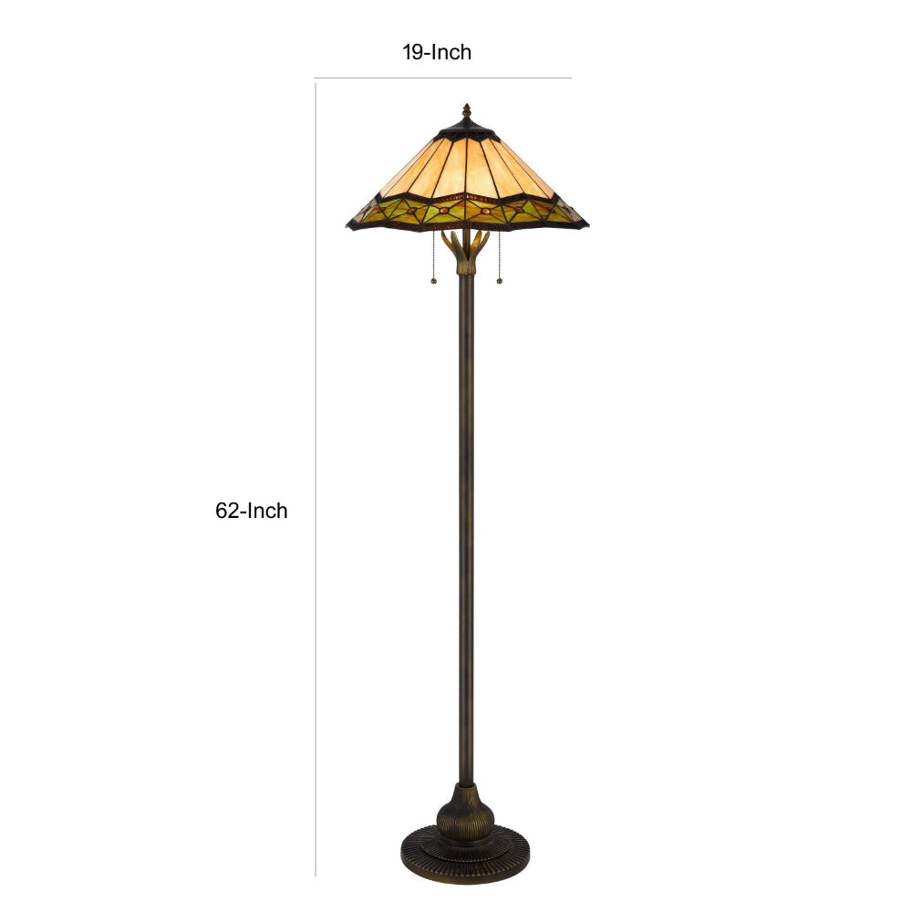 Dio 62 Inch Floor Lamp Colorful Tiffany Style Stained Glass Bronze Resin By Casagear Home BM313389