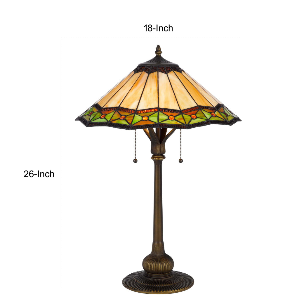 Dio 62 Inch Table Lamp Colorful Tiffany Style Stained Glass Bronze Resin By Casagear Home BM313390