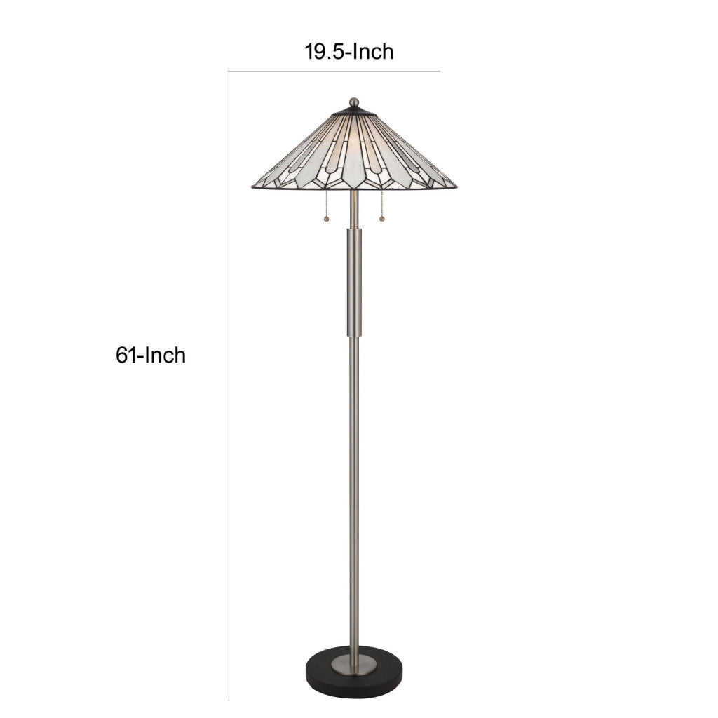 Kio 61 Inch Floor Lamp Modern Tiffany Style Stained Glass Silver Metal By Casagear Home BM313391