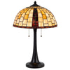 24 Inch Table Lamp, Tiffany Style Stained Glass, Pull Chain, Black Resin By Casagear Home