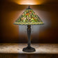 24 Inch Table Lamp, Floral Tiffany Style Stained Glass, Bronze Resin By Casagear Home