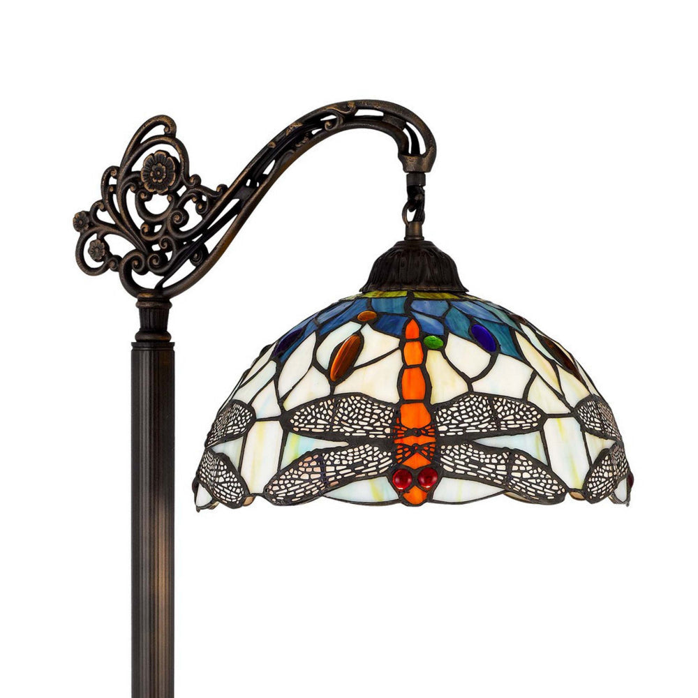 62 Inch Floor Lamp Down Arc Shade Tiffany Style Stained Glass Bronze By Casagear Home BM313395