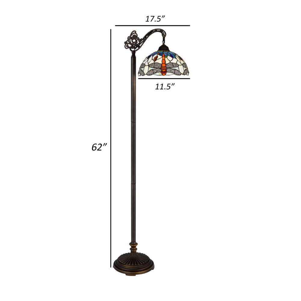 62 Inch Floor Lamp Down Arc Shade Tiffany Style Stained Glass Bronze By Casagear Home BM313395