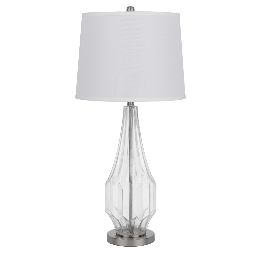 34 Inch Table Lamp Set of 2 White Drum Shade Glass Round Metal Base By Casagear Home BM313397