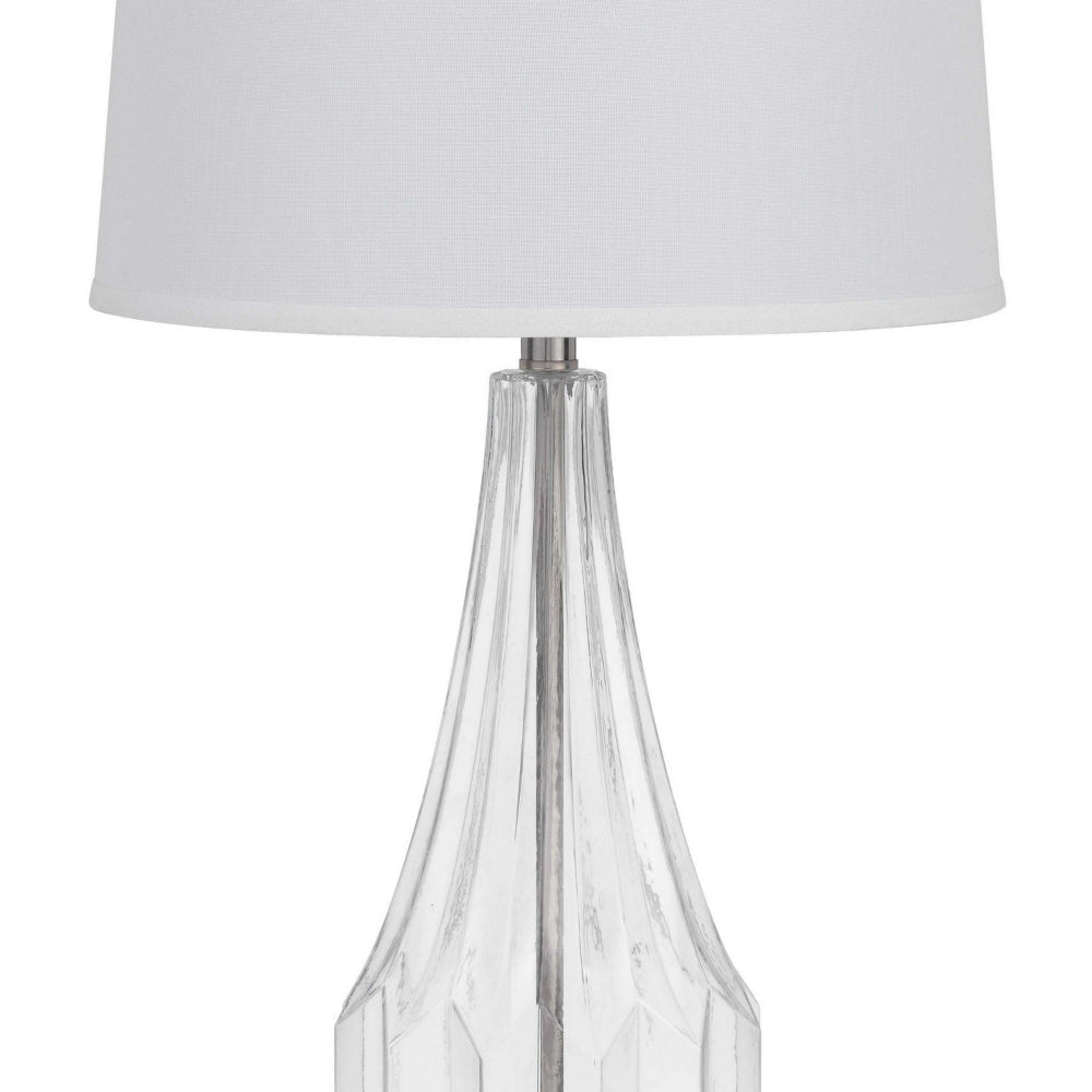 34 Inch Table Lamp Set of 2 White Drum Shade Glass Round Metal Base By Casagear Home BM313397