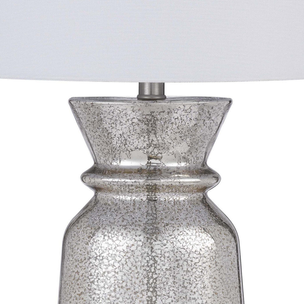 34 Inch Table Lamp Set of 2 White Shade Glass Vase Shape and Metal Base By Casagear Home BM313398