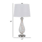 28 Inch Table Lamp Set of 2 White Shade Elegant Curved Glass Metal Base By Casagear Home BM313399