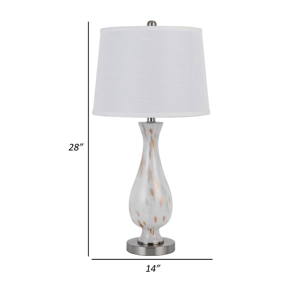 28 Inch Table Lamp Set of 2 White Shade Elegant Curved Glass Metal Base By Casagear Home BM313399