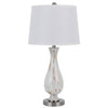 28 Inch Table Lamp Set of 2 White Shade Elegant Curved Glass Metal Base By Casagear Home BM313399