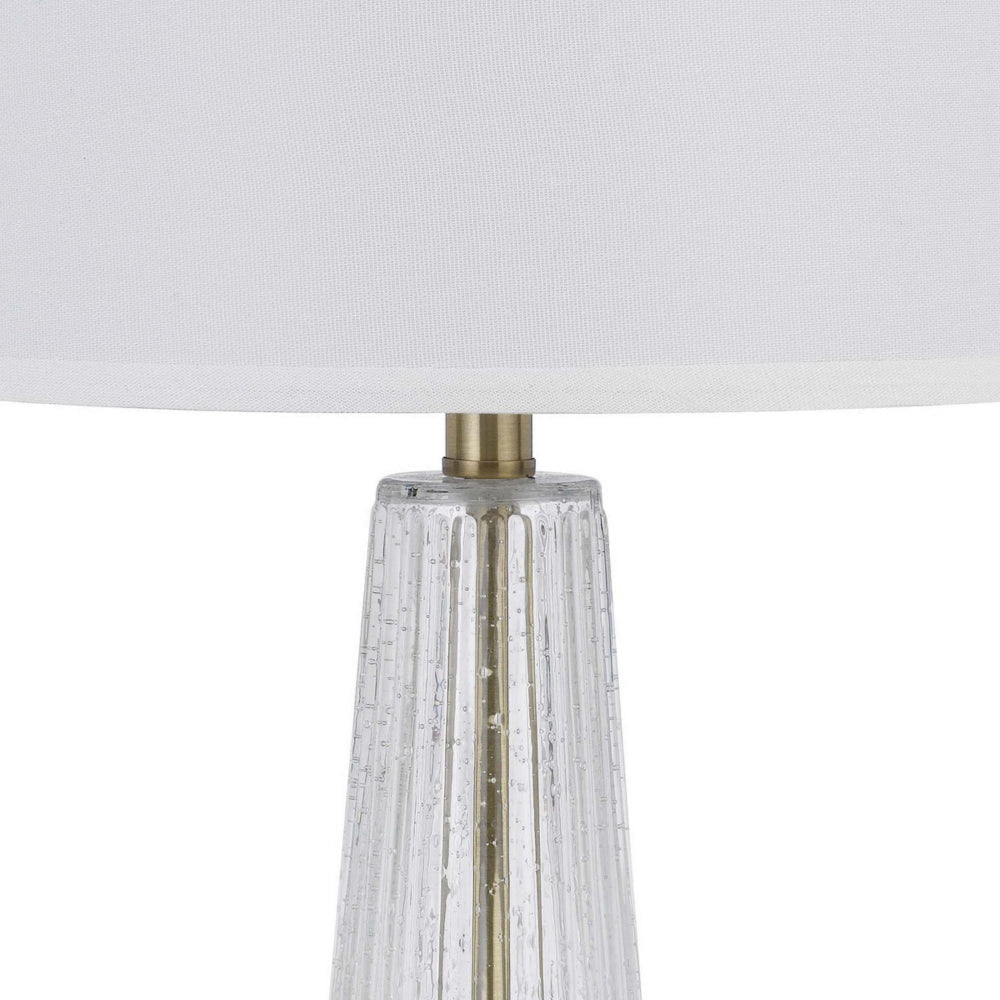 31 Inch Table Lamp Set of 2 White Shade Tapered Glass Body Metal Base By Casagear Home BM313400