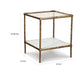 Dalie 25 Inch Accent Table Square Glass Tabletop Marble Antique Gold By Casagear Home BM313401