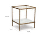 Dalie 25 Inch Accent Table Square Glass Tabletop Marble Antique Gold By Casagear Home BM313401