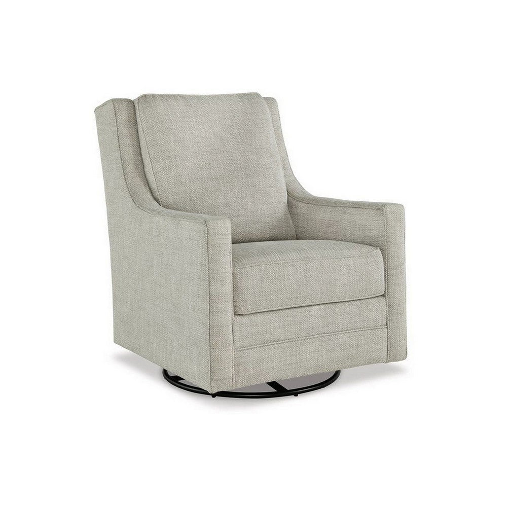 Kria 37 Inch Swivel Accent Armchair, Slope Arms, Gray Polyester Upholstery By Casagear Home