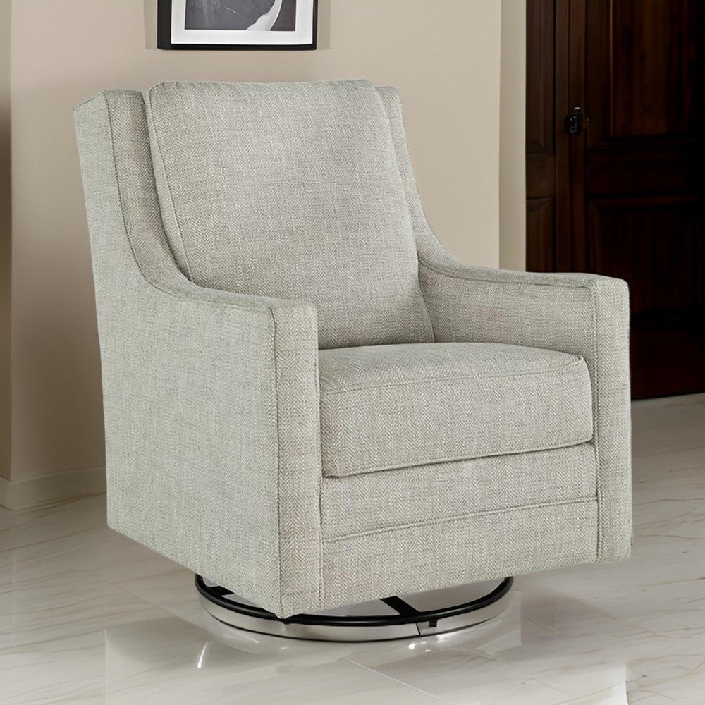 Kria 37 Inch Swivel Accent Armchair Slope Arms Gray Polyester Upholstery By Casagear Home BM313402