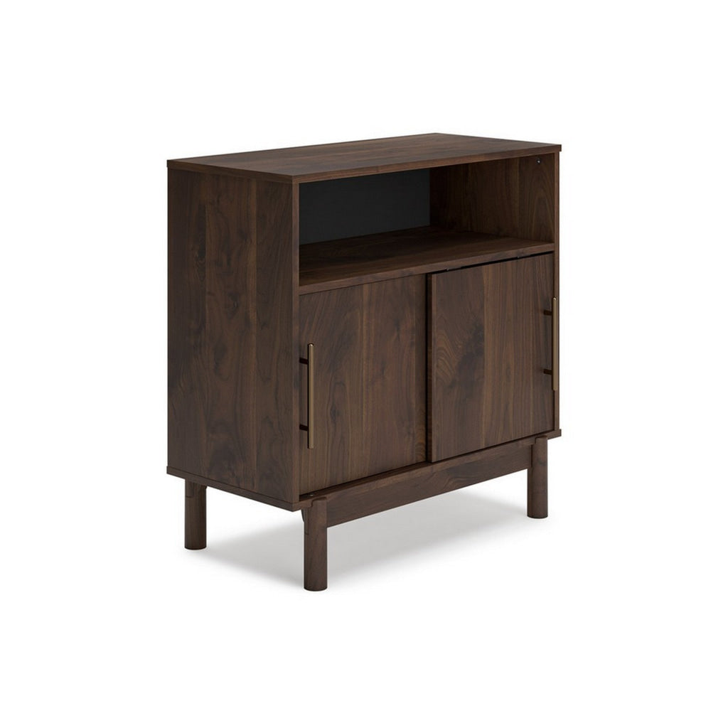 Calso 32 Inch Accent Sideboard Cabinet 2 Sliding Doors Brown Walnut Wood By Casagear Home BM313403