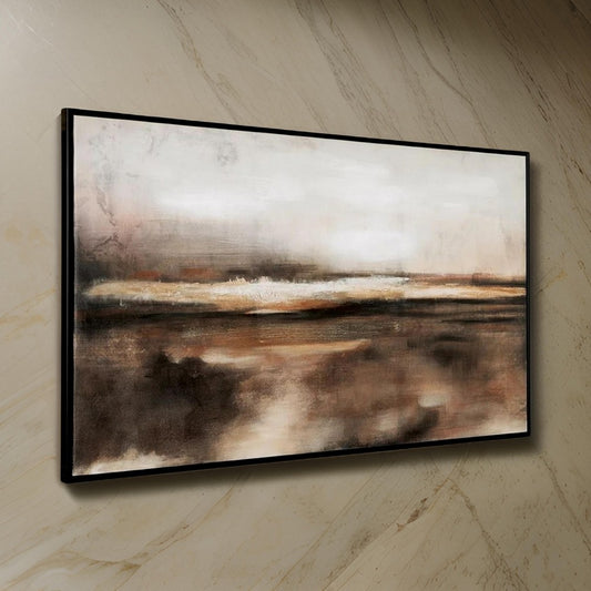 35 x 60 Inch Wall Art, Hand Painted Abstract Landscape, Black Brown Finish By Casagear Home