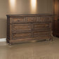 Flynt 65 Inch Wide Dresser 7 Gliding Drawers with Knobs Brown Wood Veneer By Casagear Home BM313409