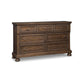 Flynt 65 Inch Wide Dresser, 7 Gliding Drawers with Knobs, Brown Wood Veneer By Casagear Home