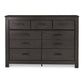 Brin 61 Inch Wide Dresser 7 Drawers with Pewter Bar Handles Gray Oak Wood By Casagear Home BM313410