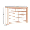 Brin 61 Inch Wide Dresser 7 Drawers with Pewter Bar Handles Gray Oak Wood By Casagear Home BM313410