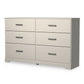 Tely 60 Inch Wide Dresser 6 Drawers with Pewter Handles White Wood By Casagear Home BM313411