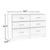 Tely 60 Inch Wide Dresser 6 Drawers with Pewter Handles White Wood By Casagear Home BM313411