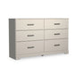 Tely 60 Inch Wide Dresser, 6 Drawers with Pewter Handles, White Wood By Casagear Home