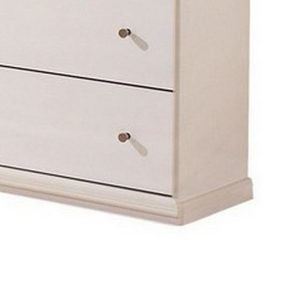 Vick 63 Inch Wide Dresser 6 Drawers with Pewter Knobs White Wood Finish By Casagear Home BM313412