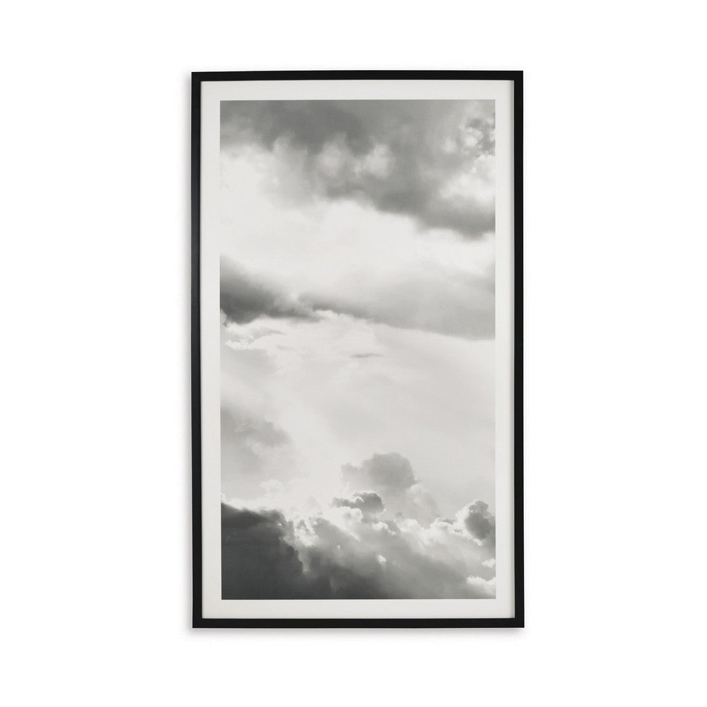 37 x 63 Wall Art Decor Cloudy Sky Wrapped Canvas D Ring Black White By Casagear Home BM313416