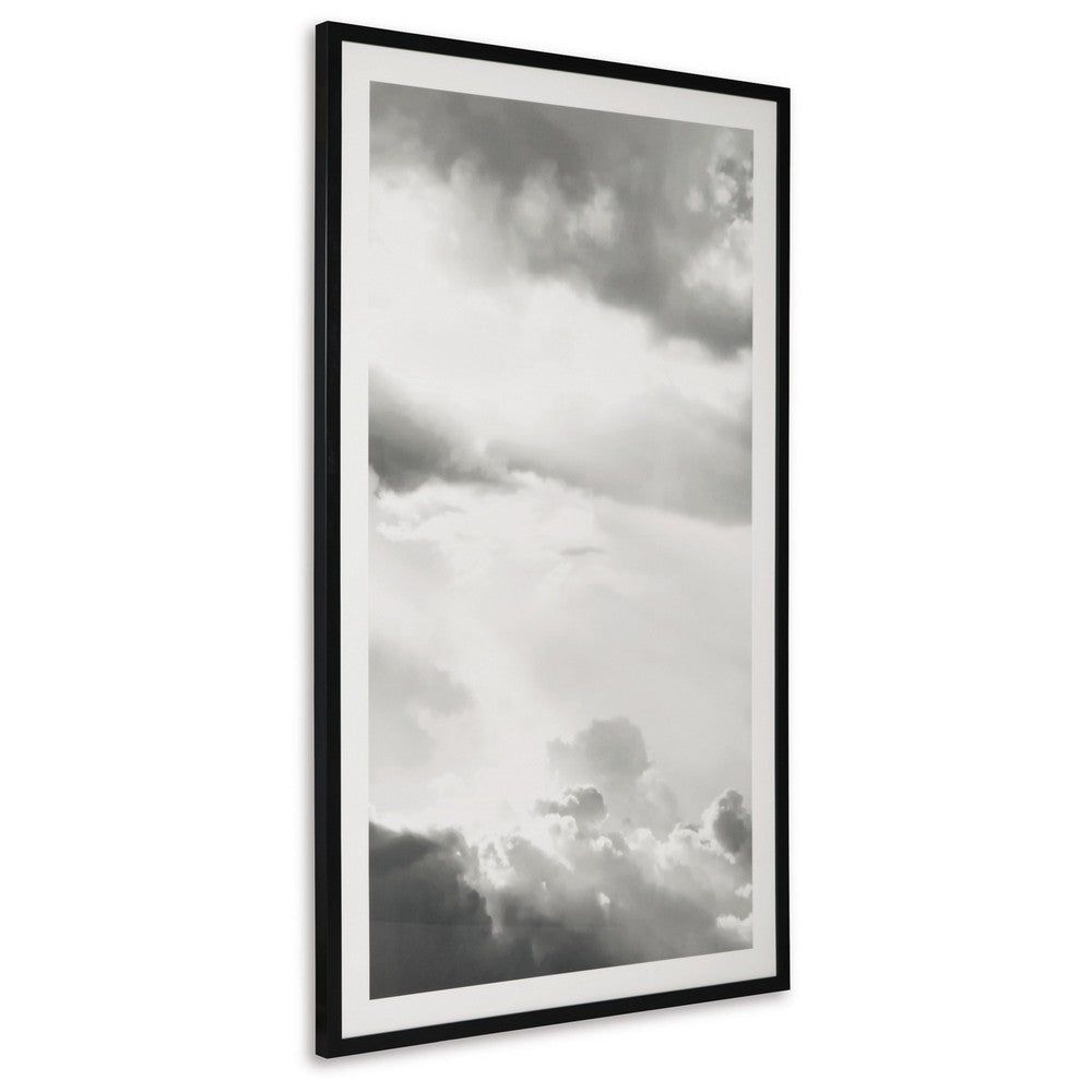 37 x 63 Wall Art Decor Cloudy Sky Wrapped Canvas D Ring Black White By Casagear Home BM313416