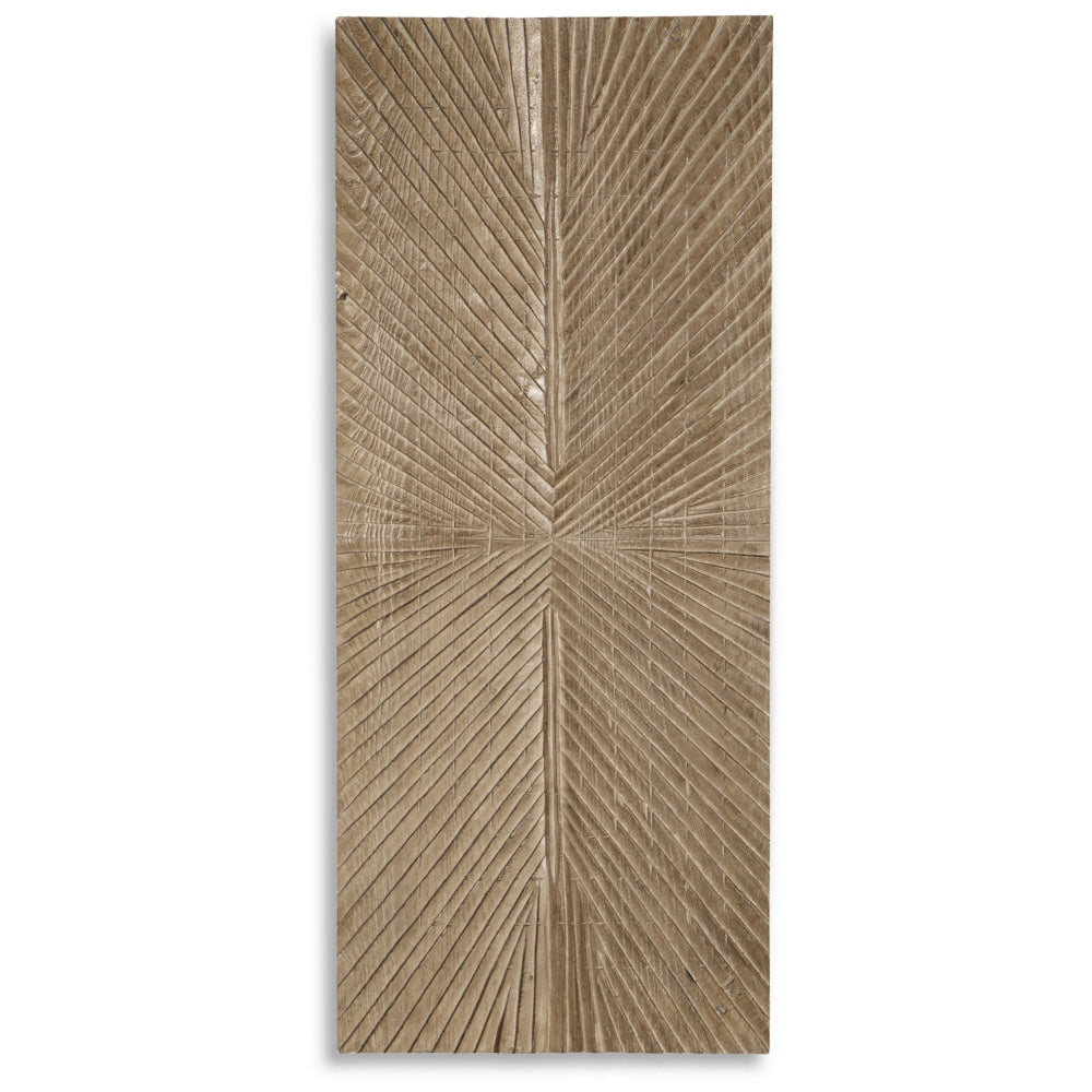 Ernest 20 x 48 Wall Decor Carved Sunburst Design Wood Panel Brown Finish By Casagear Home BM313417