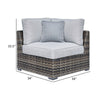 Saki 34 Inch Outdoor Corner Chair Set of 2 with 4 Throw Pillows Gray By Casagear Home BM313426