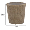 22 Inch Outdoor End Table Round Shape Handwoven Resin Wicker Beige Brown By Casagear Home BM313427